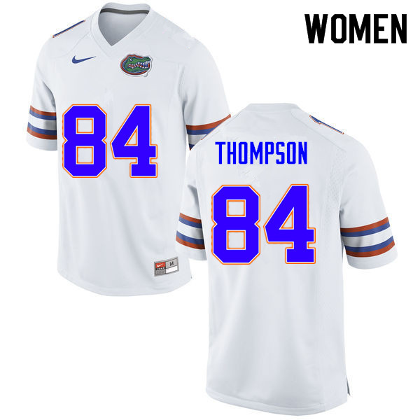 Women #84 Trey Thompson Florida Gators College Football Jerseys Sale-White